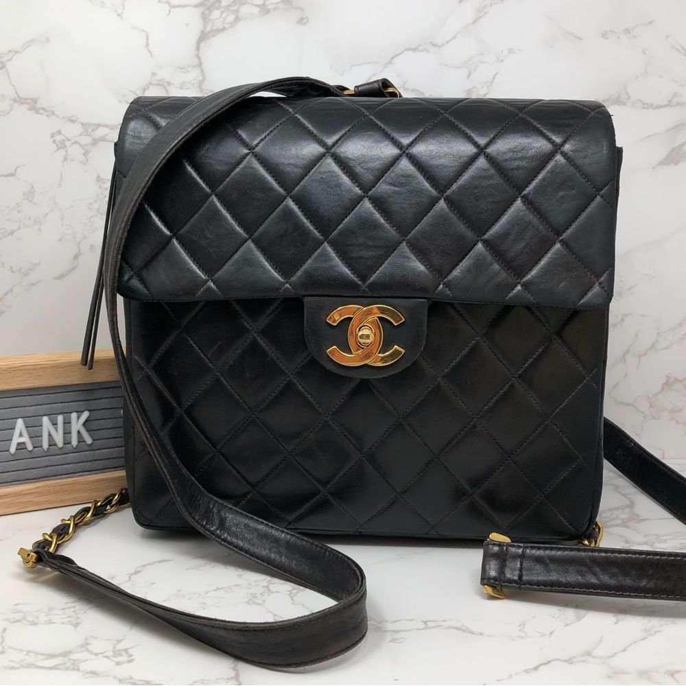 CHANEL Vintage 24K Gold Lambskin Leather Metalasse Quilted Backpack
